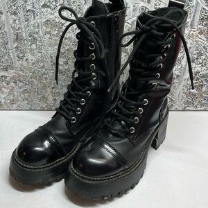 Jeffery Campbell Locust Black Leather Boots 6.5M